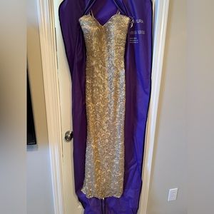 La Femme Gold Formal Gown